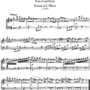 海顿 钢琴奏鸣曲 Hob XVI 15 in C major 钢琴谱 海顿