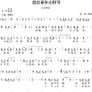 想起童年小阿哥_民歌简谱_词曲:李林 李林