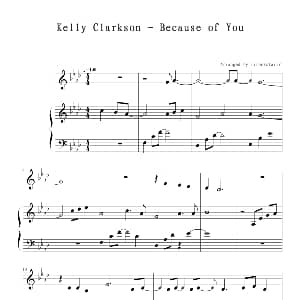 because of you 钢琴谱 Kelly Clarkson