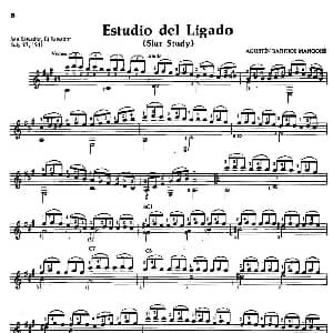 Estudio del Ligado 吉他谱 奥古斯汀 巴里奥斯 曼戈雷 Agustin Barrios Mangore