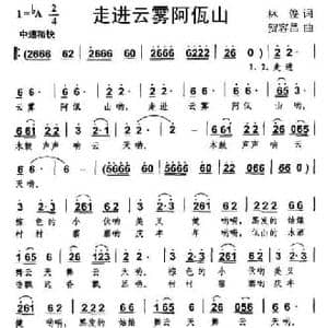 走进云雾阿佤山_民歌简谱_词曲:林俊 贺容昌