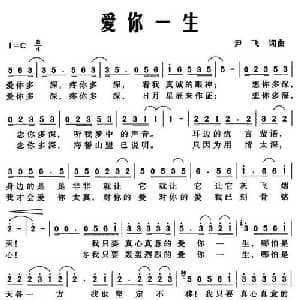 爱你一生_通俗唱法乐谱_词曲:尹飞 尹飞