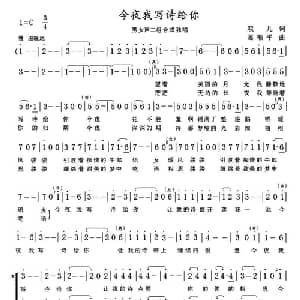 今夜我写诗给你_通俗唱法乐谱_词曲:双儿 葛敬平