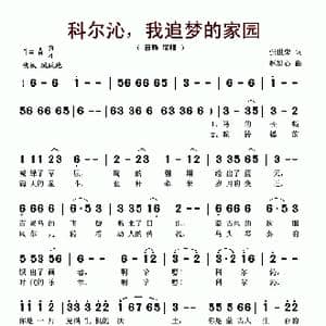 科尔沁,我追梦的家园_歌谱投稿_词曲:张世荣 赵恕心