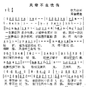 风带不走忧伤_通俗唱法乐谱_词曲:李大山 周善儒
