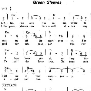 Green Sleaves 美国 _外国歌谱