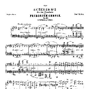 肖邦 钢琴谐谑曲 Chopin Scherzo 钢琴谱