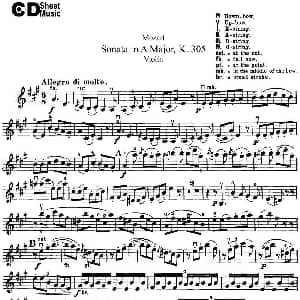 小提琴谱 | Violin Sonata in A Major K.305