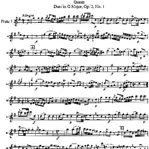长笛曲谱 | 匡茨G大调长笛二重奏Op.2 Flute 1 No.1 Quantz 匡茨