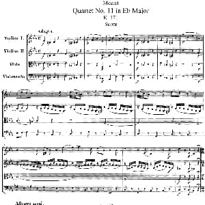 小提琴谱 | Mozart Quartet No.11 in Eb Major,K.171 总谱