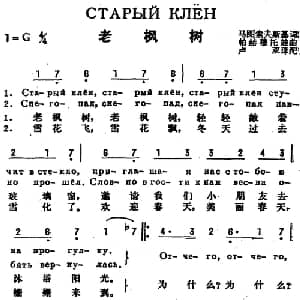 老枫树 前苏联 _外国歌谱_词曲:马图索夫斯基作词 卢双译配 帕赫穆托娃