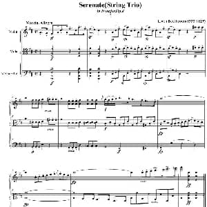 小提琴谱 | Serenate String Trio D大调弦乐三重奏Op.8,I 贝多芬