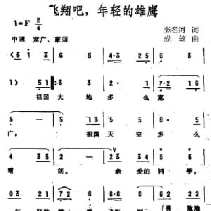 飞翔吧 年轻的雄鹰_儿歌乐谱_词曲:张名河 成敦