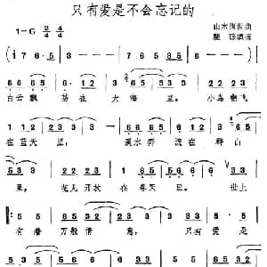 只有爱是不会忘记的_通俗唱法乐谱_词曲:瞿琮 山木康世