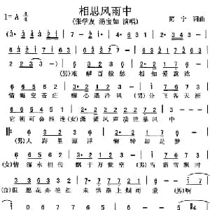 相思风雨中_通俗唱法乐谱_词曲:简宁 简宁