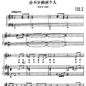 分不开的两个人_通俗唱法乐谱_词曲:刘志宏 刘思铭曲 梁威配伴奏