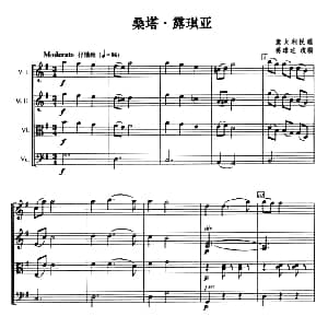 小提琴谱 | 桑塔 露琪亚 弦乐四重奏 意大利民歌 蒋雄达改编