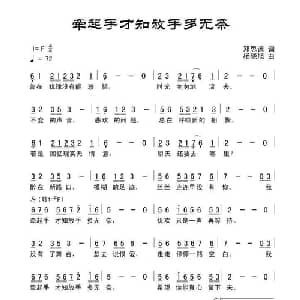 牵起手才知放手多无奈_通俗唱法乐谱_词曲:田宇 杨晓旭