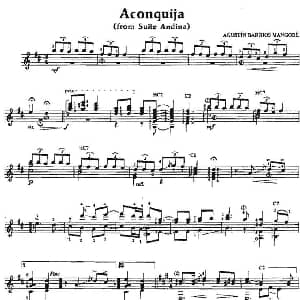 Aconquija 吉他谱 奥古斯汀 巴里奥斯 曼戈雷 Agustin Barrios Mangore