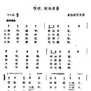 嘿咳,树林青苍 捷 _外国歌谱_词曲: 摩拉维亚民歌 杨乐云译配