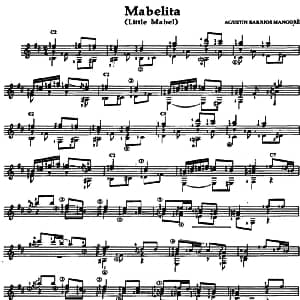 Mabelita 吉他谱 奥古斯汀 巴里奥斯 曼戈雷 Agustin Barrios Mangore