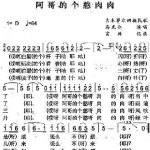 阿哥的个憨肉肉_民歌简谱_词曲: 富林记录