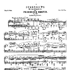 肖邦 钢琴谐谑曲 Chopin Scherzo 钢琴谱