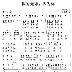 因为无缘,因为你_通俗唱法乐谱_词曲:罗晓航 伍目连