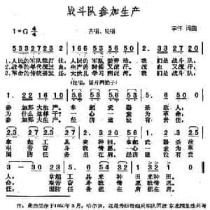 战斗队参加生产_民歌简谱_词曲:李伟 李伟