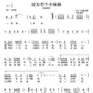 因为有个小妹妹_民歌简谱_词曲:曾擎 曾擎