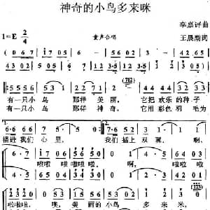 神奇的小鸟多来咪_儿歌乐谱_词曲:王晨湖 李嘉评