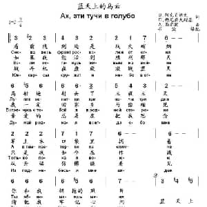 蓝天上的乌云 俄罗斯 _外国歌谱_词曲: 俄 В 阿克肖诺夫,П 西尼亚夫斯基 俄 А 茹尔宾