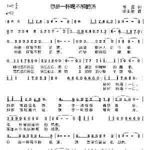 你是一杯喝不醉的酒_通俗唱法乐谱_词曲:雨霏 荣亚楠