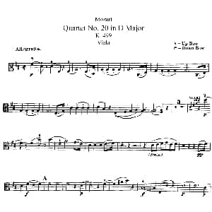 小提琴谱 | Mozart Quartet No.20 in D Major,K.499 Viola分谱