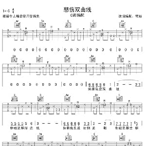 悲伤双曲线C调 吉他谱 王援朝
