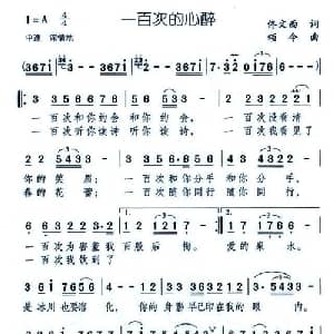 一百次的心醉_通俗唱法乐谱_词曲:佟文西 颂今