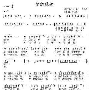 梦想很痛_通俗唱法乐谱_词曲:王松 李永亮 李永亮