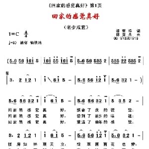 回家的感觉真好_通俗唱法乐谱_词曲:祁荣祥 郭克光