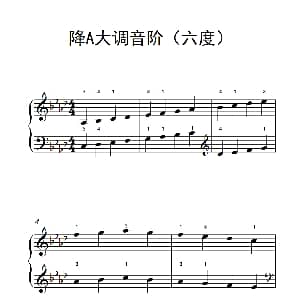 降A大调音阶 钢琴谱