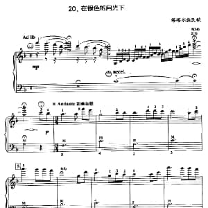 手风琴谱 | 在银色的月光下 塔塔尔族民歌