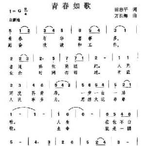 青春如歌_民歌简谱_词曲:田志平 万长海