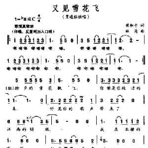 又见雪花飞_通俗唱法乐谱_词曲:梁和平 林海