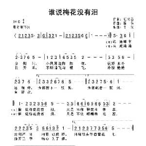 谁说梅花没有泪_歌曲简谱_词曲:张灵茹 陈伟