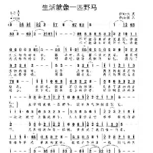 生活就像一匹野马_通俗唱法乐谱_词曲:天夏 南风