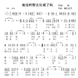 曾经的誓言化成了风_通俗唱法乐谱_词曲:玫 快乐老天