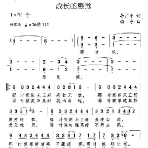 成长的感觉_通俗唱法乐谱_词曲:李广平 颂今