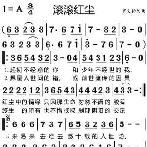滚滚红尘_歌曲简谱_词曲:罗大佑 罗大佑