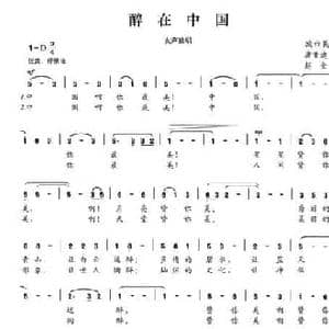 醉在中国_民歌简谱_词曲:唐重迪 赵金