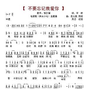 不要忘记我爱你_歌曲简谱_词曲:何静 袁大巍周琦