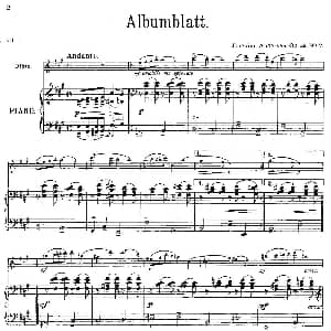 长笛曲谱 | Albumblatt Op.55 No.7 长笛 钢琴伴奏 丹麦 安德森